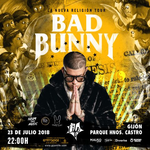 Cartel del Concierto Bad Bunny en Gijón, 2018. BIEFEC FX Efectos Especiales.