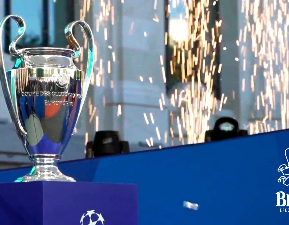 BIEFEC FX Efectos Especiales en el recibimiento de la Copa de la UEFA Champions League Madrid 2019 con fuego frío sin pirotecnia (Sparkular Fall, Sparkular Vertical), Humo Vertical LED, Cañones de Confeti.